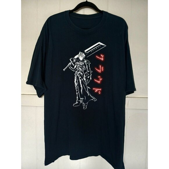 Final Fantasy Cloud Strife Graphic T Shirt Mens 4XL Black Cotton Japan - Picture 1 of 15